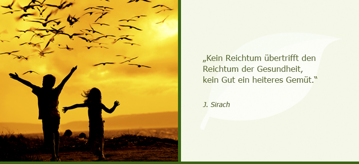 Kein Reichtum übertrifft den Reichtum der Gesundheit, kein Gut ein heiteres Gemüt.